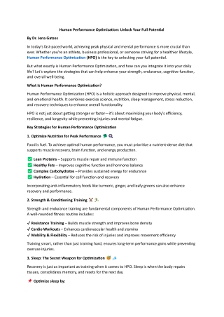 Human Performance Optimization - Unlock Your Full Potential