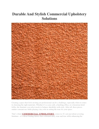 Commercial Upholstery