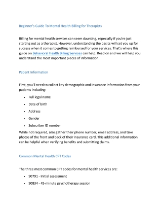 Beginner’s Guide To Mental Health Billing for Therapists_