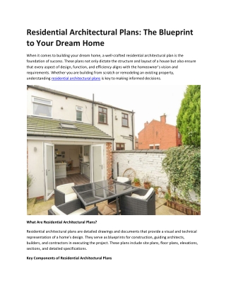 Residential Architectural Plans: The Blueprint to Your Dream Home