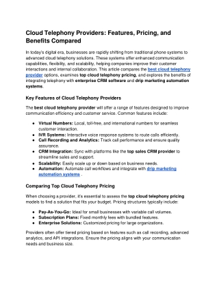 Cloud Telephony Providers_ Features, Pricing, and Benefits Compared