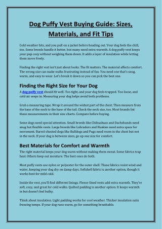 Dog Puffy Vest: Keep Your Pup Warm & Stylish