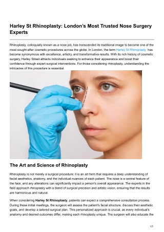 Harley St Rhinoplasty Londons Most Trusted Nose Surgery Experts