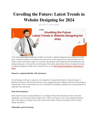 Unveiling the Future Latest Trends in Website Designing