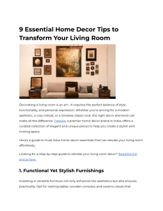9 Essential Home Decor Tips to Transform Your Living Room