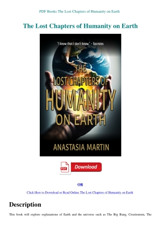 PDF Books The Lost Chapters of Humanity on Earth
