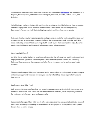 SMM Panel Provider Worldwide - YoYoMedia