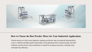 How to Choose the Best Powder Mixer for Your Industrial Applications