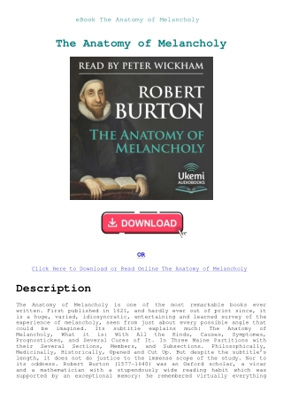 eBook The Anatomy of Melancholy