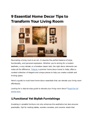 9 Essential Home Decor Tips to Transform Your Living Room