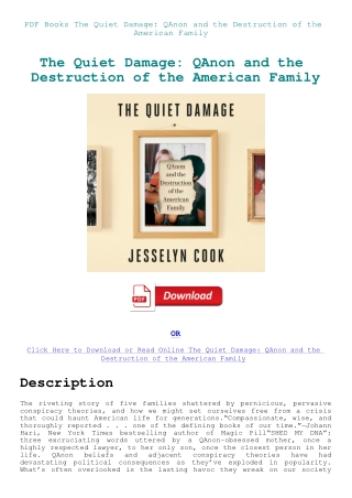 PDF Books The Quiet Damage QAnon and the Destruction of the American Family