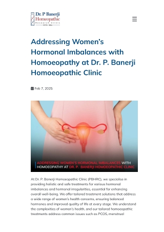 Addressing Women’s Hormonal Imbalances with Homoeopathy at P Banerji Clinic