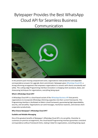Bytepaper: The Best WhatsApp Cloud API for Business Communication