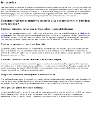Comment créer une atmosphère naturelle avec des présentoirs en bois dans votre c