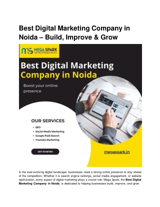 Best Digital Marketing Company in Noida – Build, Improve & Grow