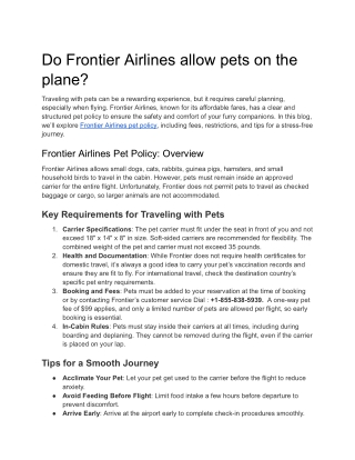 Do Frontier allow pets on the flight?