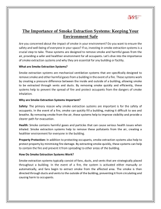 The Importance of Smoke Extraction Systems: Keeping Your Environment Safe