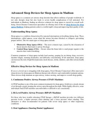 Advanced Sleep Devices for Sleep Apnea in Madison