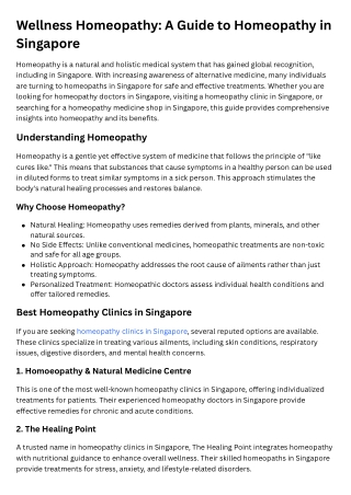 homeopathy clinic in Singapore