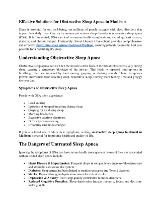 Effective Solutions for Obstructive Sleep Apnea in Madison