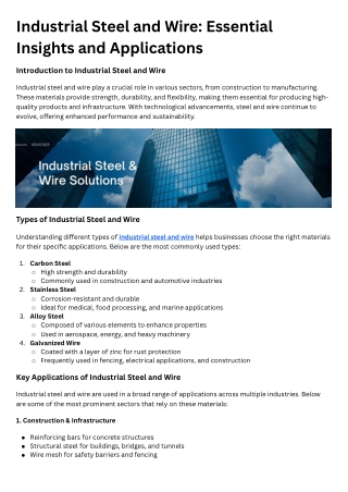 Industrial Steel and Wire Essential Insights and Applications