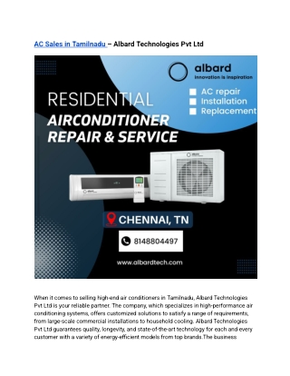 AC Sales in Tamilnadu – Albard Technologies Pvt Ltd