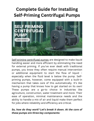 Guide for Installing Centrifugal Pumps
