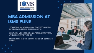 MBA Admission at ISMS Pune
