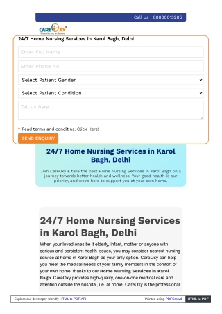 24/7 Home Care from Our Certified Nurses in Karol Bagh
