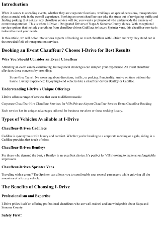 Booking an Event Chauffeur? Choose I-Drive for Best Results