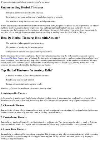 Herbal Tinctures for Anxiety Relief in 2024: A Natural Approach to Calm Your Min