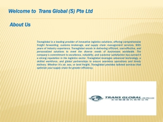 Efficient Air Freight Services by Transglobal Singapor