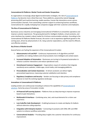 Conversational AI Platforms: Market Trends and Vendor Perspectives