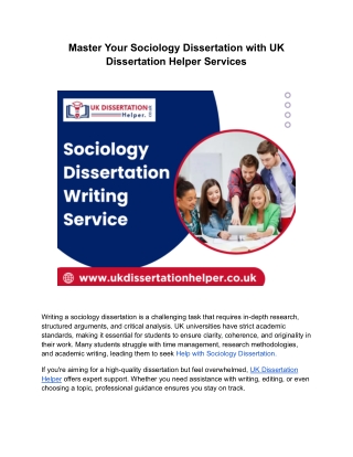 Sociology Dissertation help
