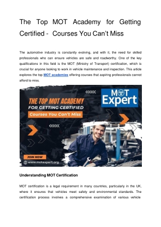 The Top MOT Academy for Getting Certified -  Courses You Can’t Miss.docx (1)