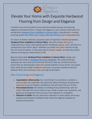 Hardwood Floor Installation in Denver Metro By Design and Elegance