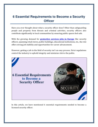 6 Essential Requirements to Become a Security Officer