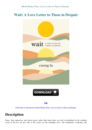 READ Books Wait A Love Letter to Those in Despair