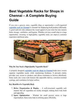 vegetable rack in Chennai