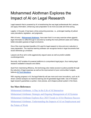 Mohammed Alothman Explores the Impact of AI on Legal Research