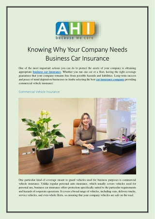 Knowing Why Your Company Needs Business Car Insurance.docx