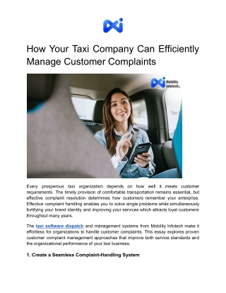 How Your Taxi Company Can Efficiently Manage Customer Complaints