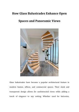 How Glass Balustrades Enhance Open Spaces and Panoramic Views