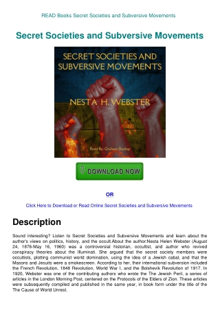 READ Books Secret Societies and Subversive Movements