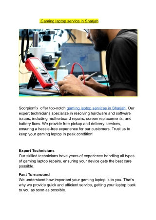 Gaming laptop service in Sharjah