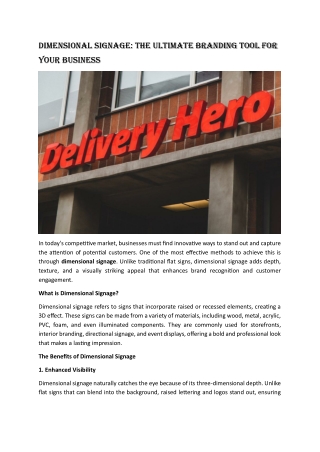 Dimensional Signage The Ultimate Branding Tool for Your Business