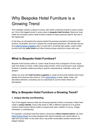 Why Bespoke Hotel Furniture is a Growing Trend