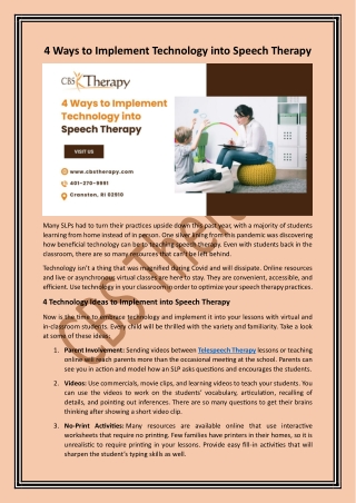 4 Ways to Implement Technology into Speech Therapy