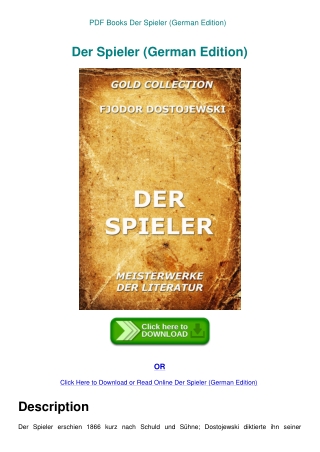 PDF Books Der Spieler (German Edition)