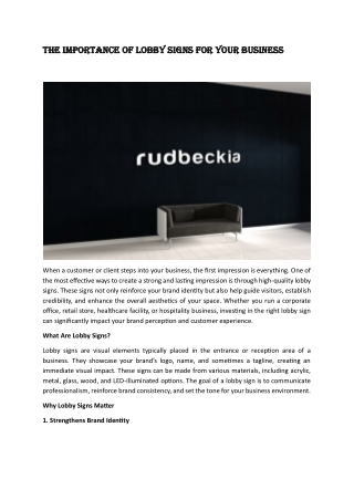 The Importance of Lobby Signs for Your Business